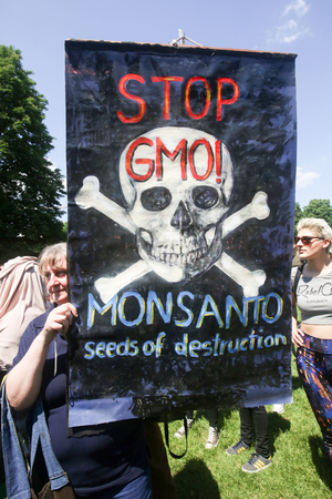 57066115 - 5/21/16, Croatia protesters with stop Monsanto sign